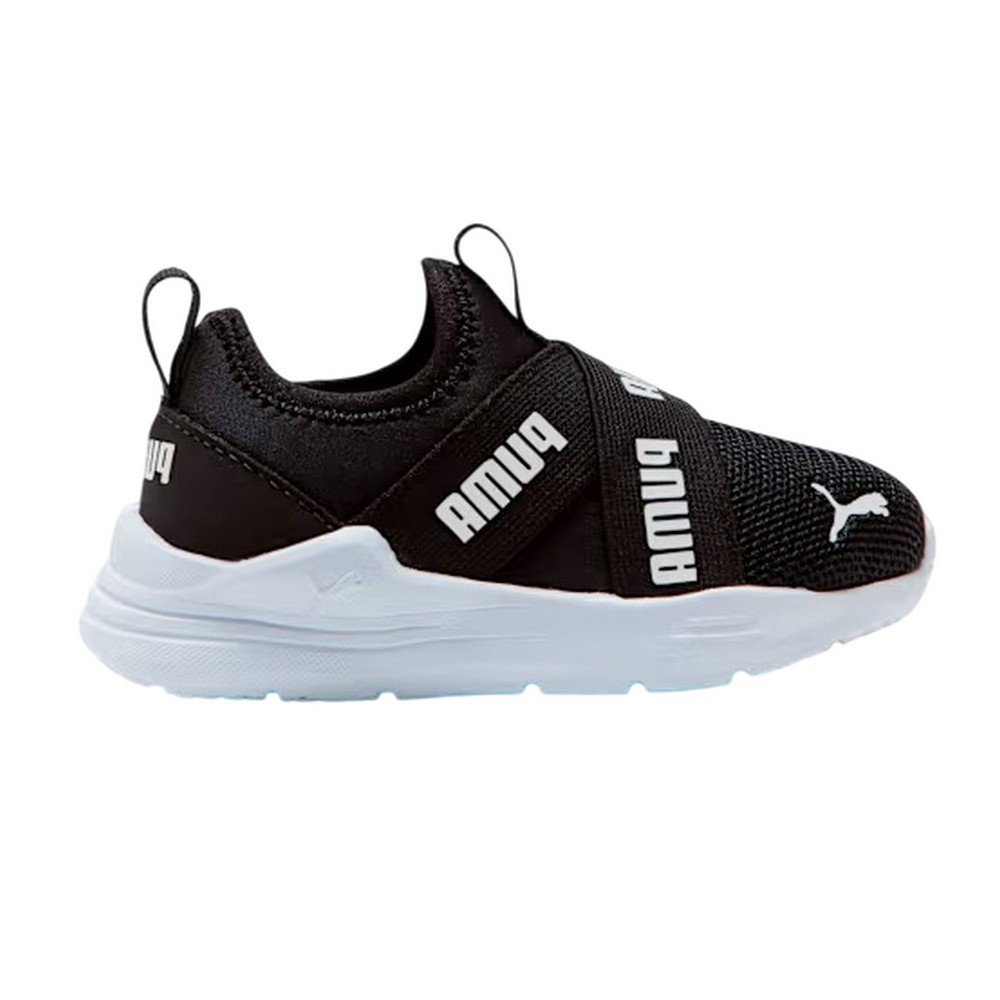 TÊNIS PUMA WIRED RUN SLIP-ON PS BDP PRETO COM BRANCO JUVENIL