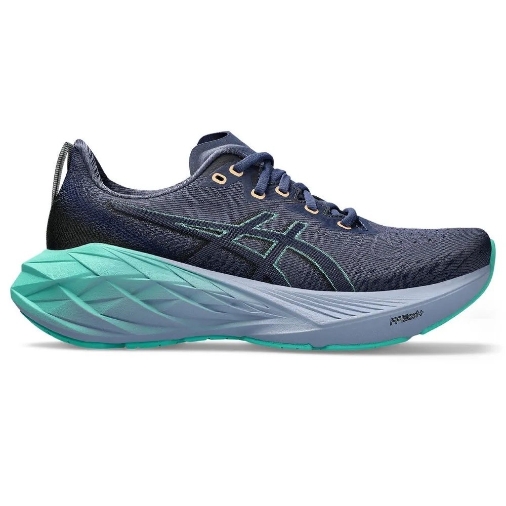 Tênis asics novablast azul marinho com verde feminino :: Amil