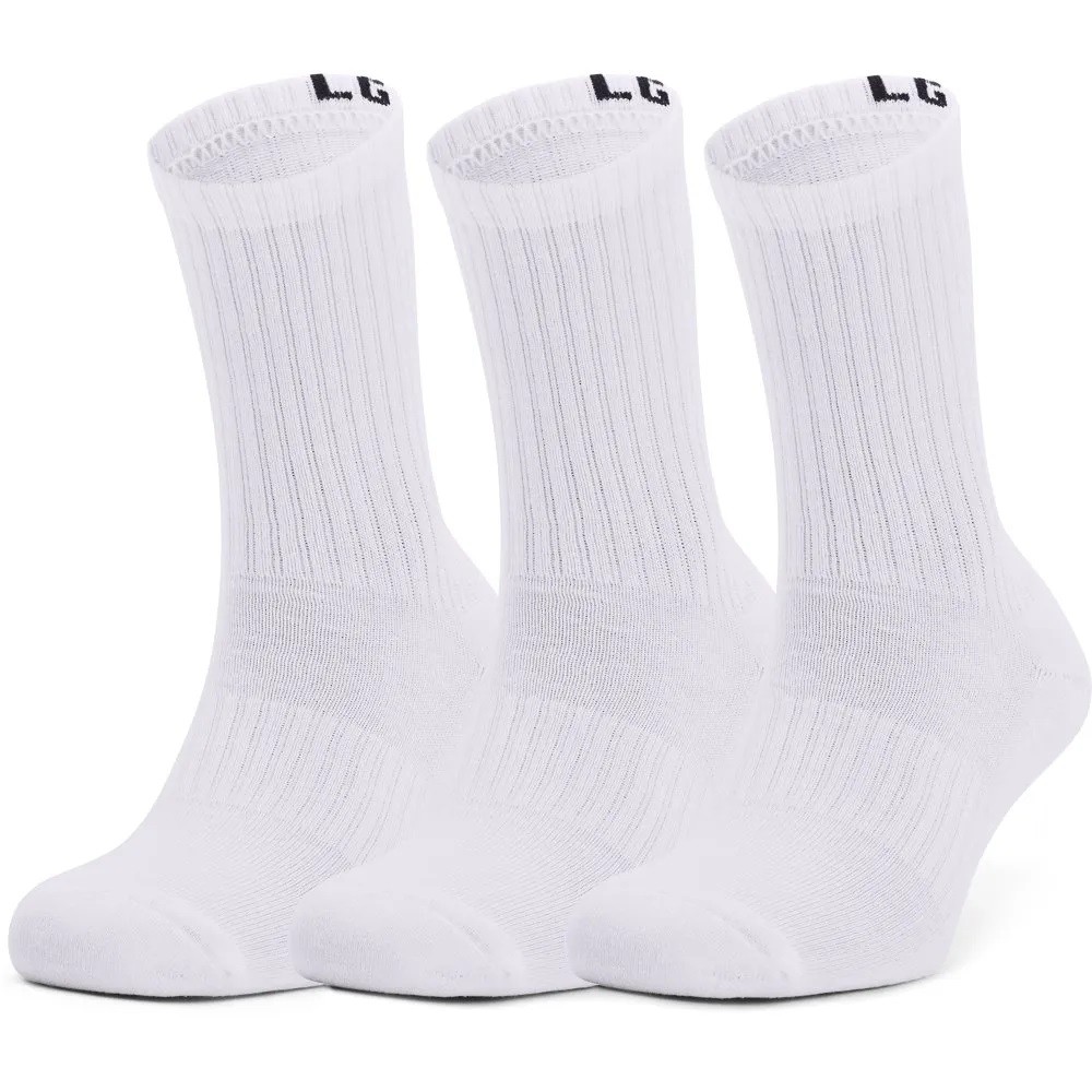 MEIA UNDER ARMOUR CORE COTTON CREW 3 PARES BRANCA