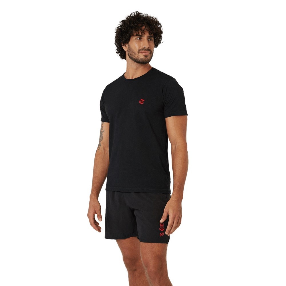 CAMISETA BLUEMAN BORDADO FLAMENGO PRETA MASCULINA