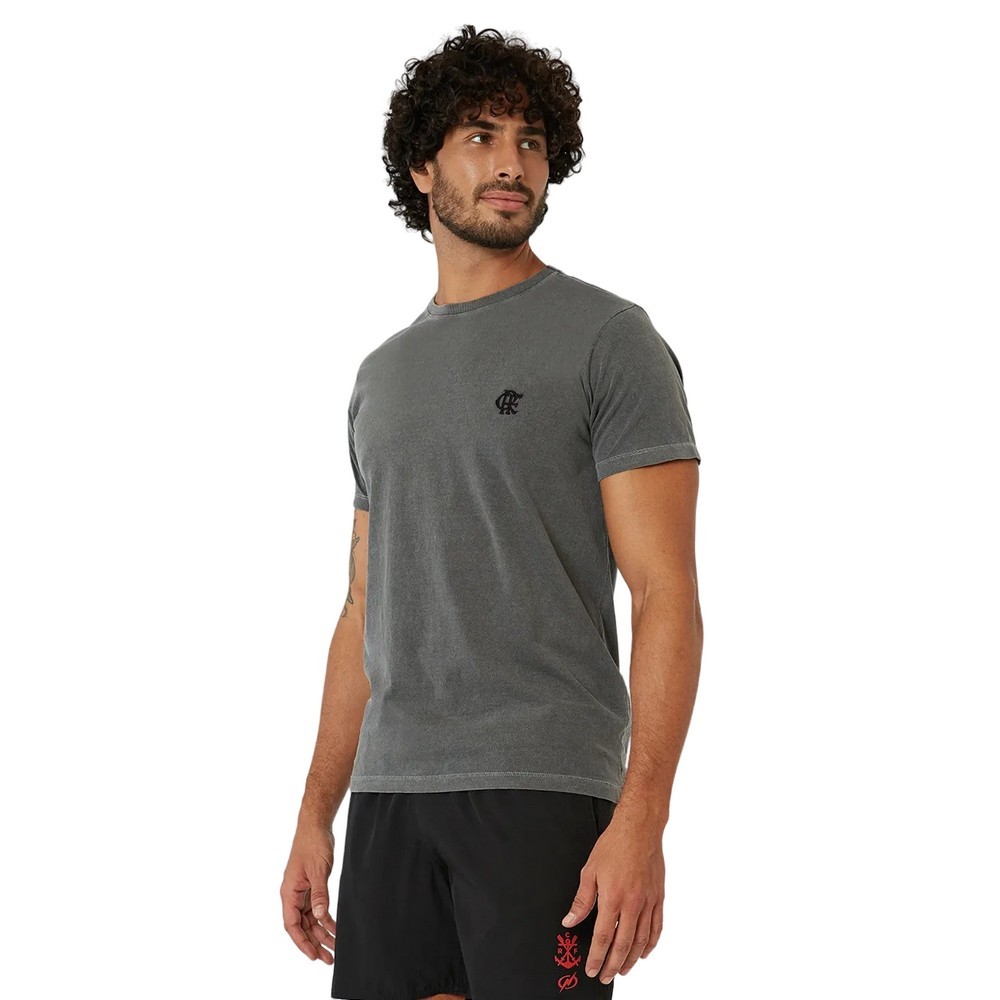 CAMISETA BLUEMAN BORDADO FLAMENGO ESTONADO PRETA MASCULINA