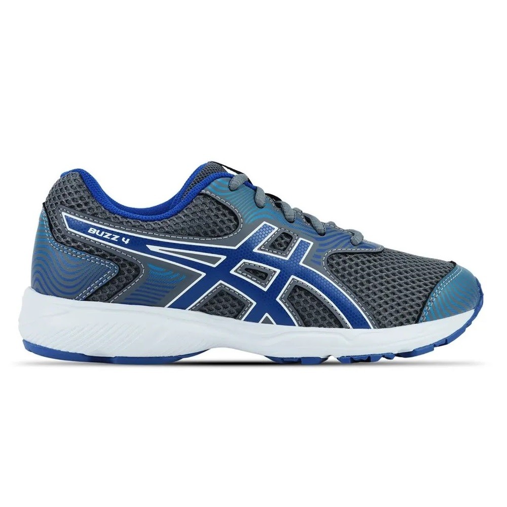 TÊNIS ASICS BUZZ 4 CINZA COM AZUL JUVENIL