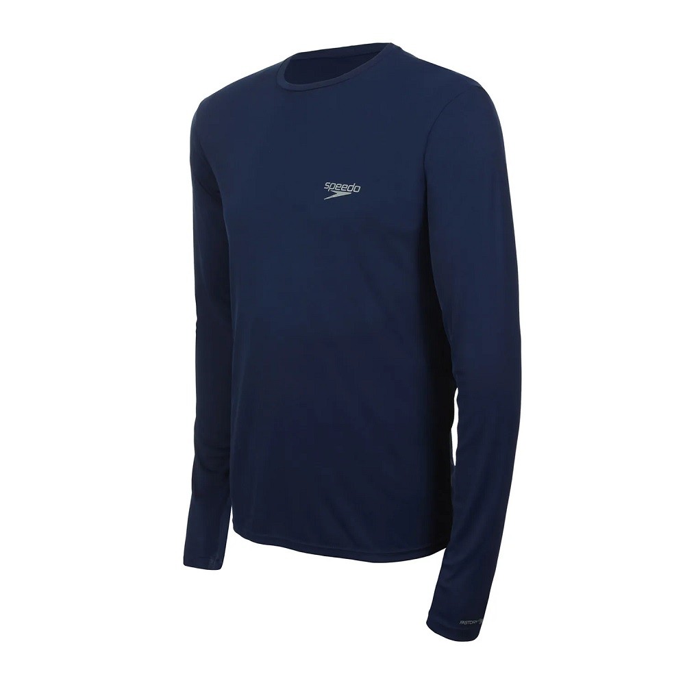 CAMISETA M/L SPEEDO UV PROTECTION AZUL MARINHA MASCULINA
