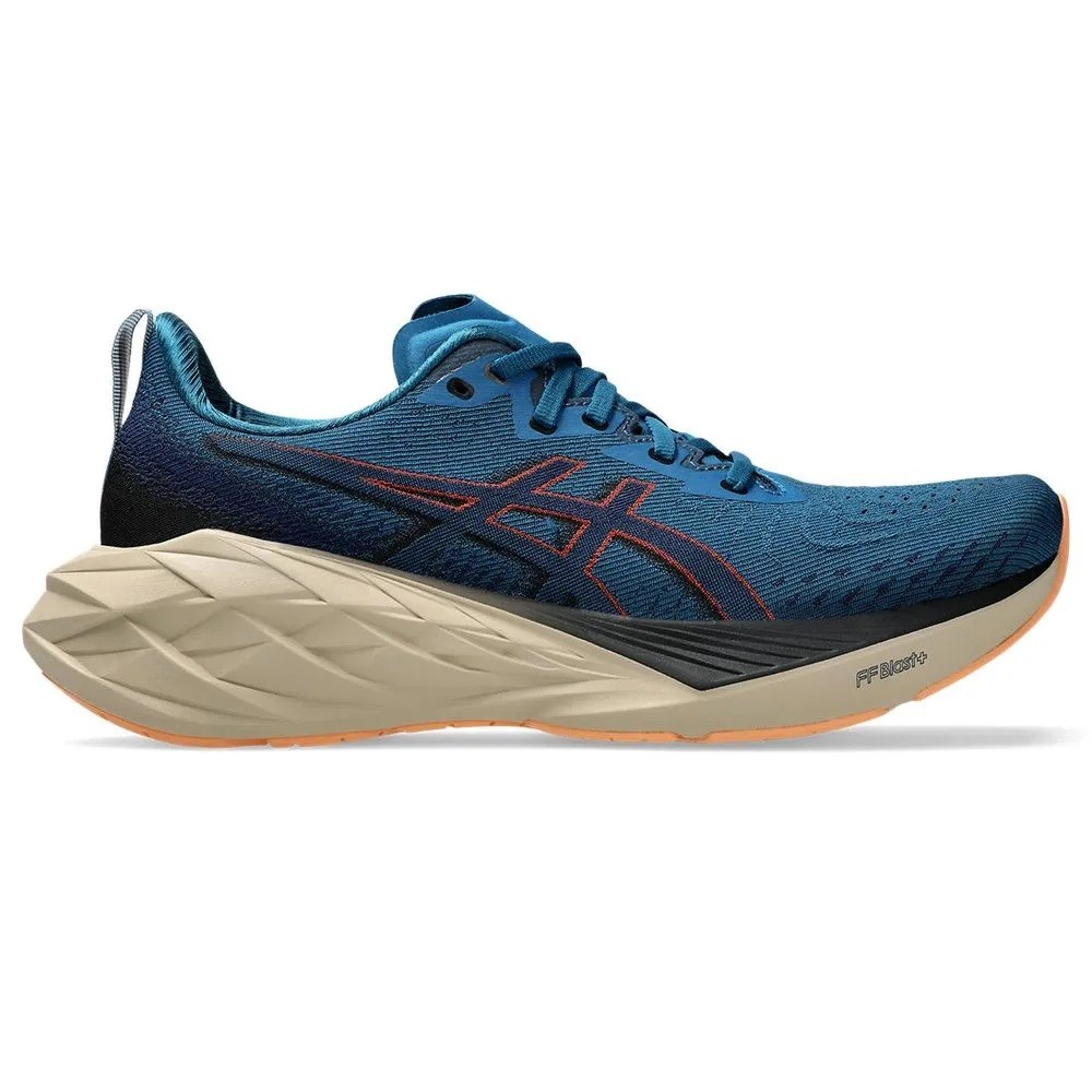 TENIS ASICS NOVABLAST 4 AZUL COM LARANJA MASCULINO