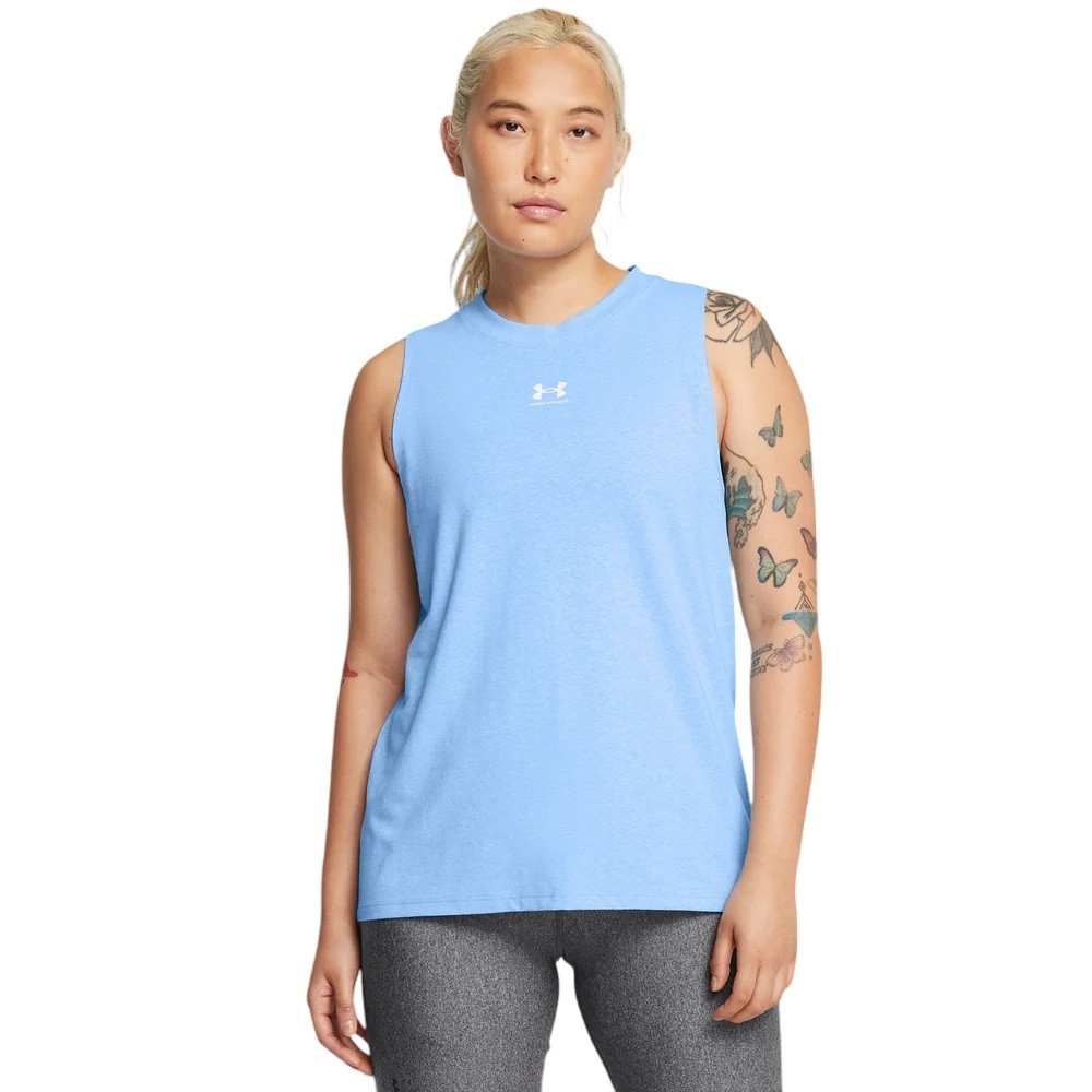REGATA UNDER ARMOUR CAMPUS MUSCLE TANK AZUL CLARO FEMININA