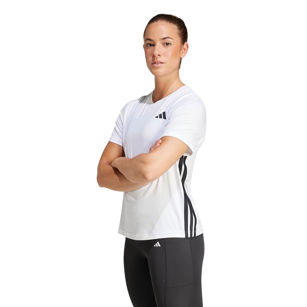 CAMISETA ADIDAS ESSENTIALS 3 LISTRAS BRANCA FEMININA