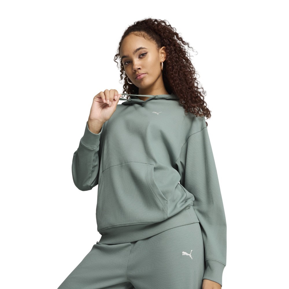 Casaco de moletom puma ess elevated comfort rib hoodi verde