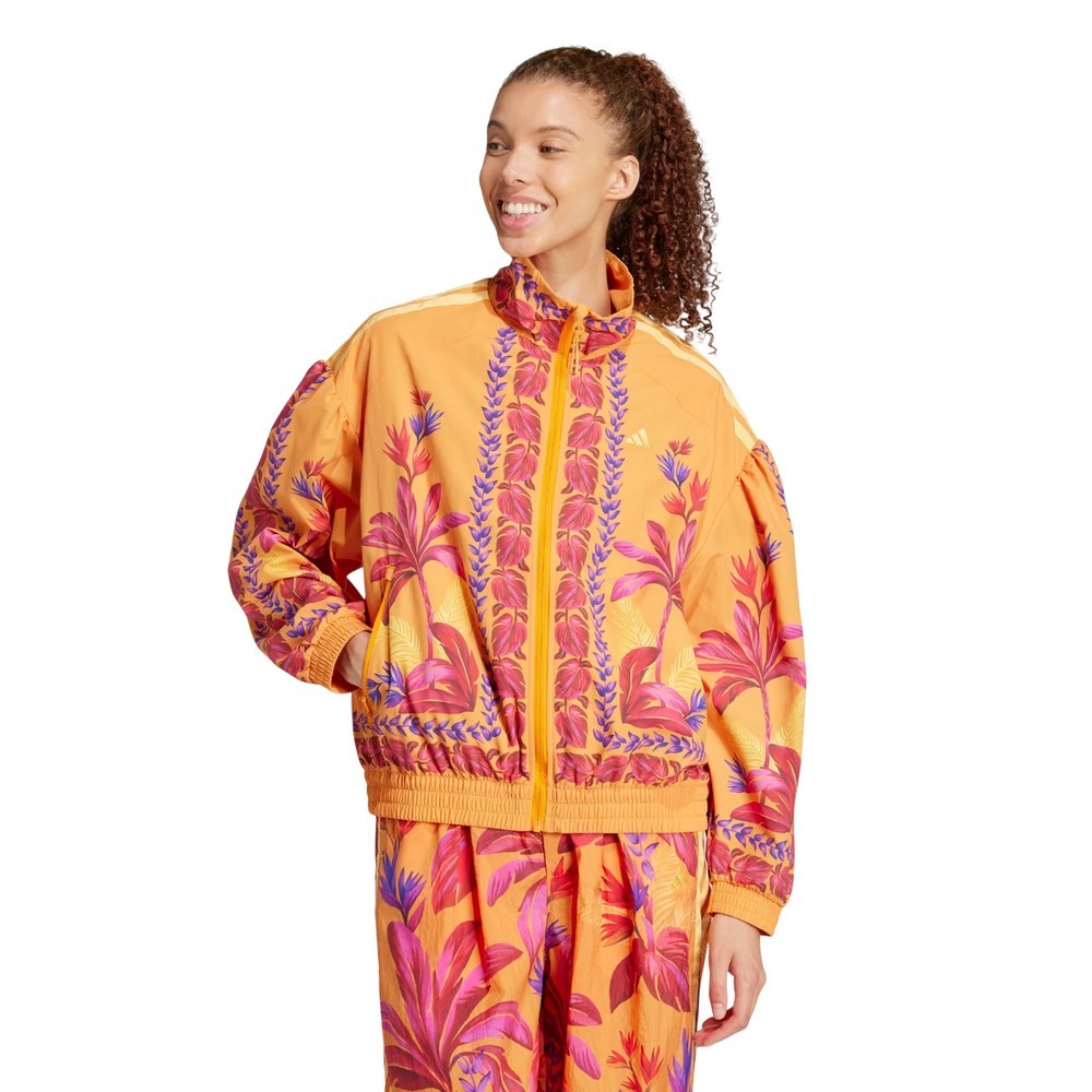 JAQUETA ADIDAS FARM PREMIUM LARANJA COM ROSA FEMININA