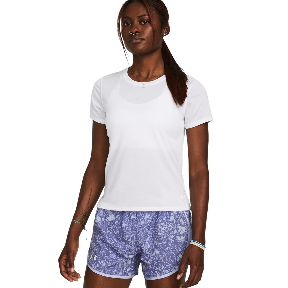 CAMISETA UNDER ARMOUR LAUNCH SHORT SLEEVE BRANCA FEMININA