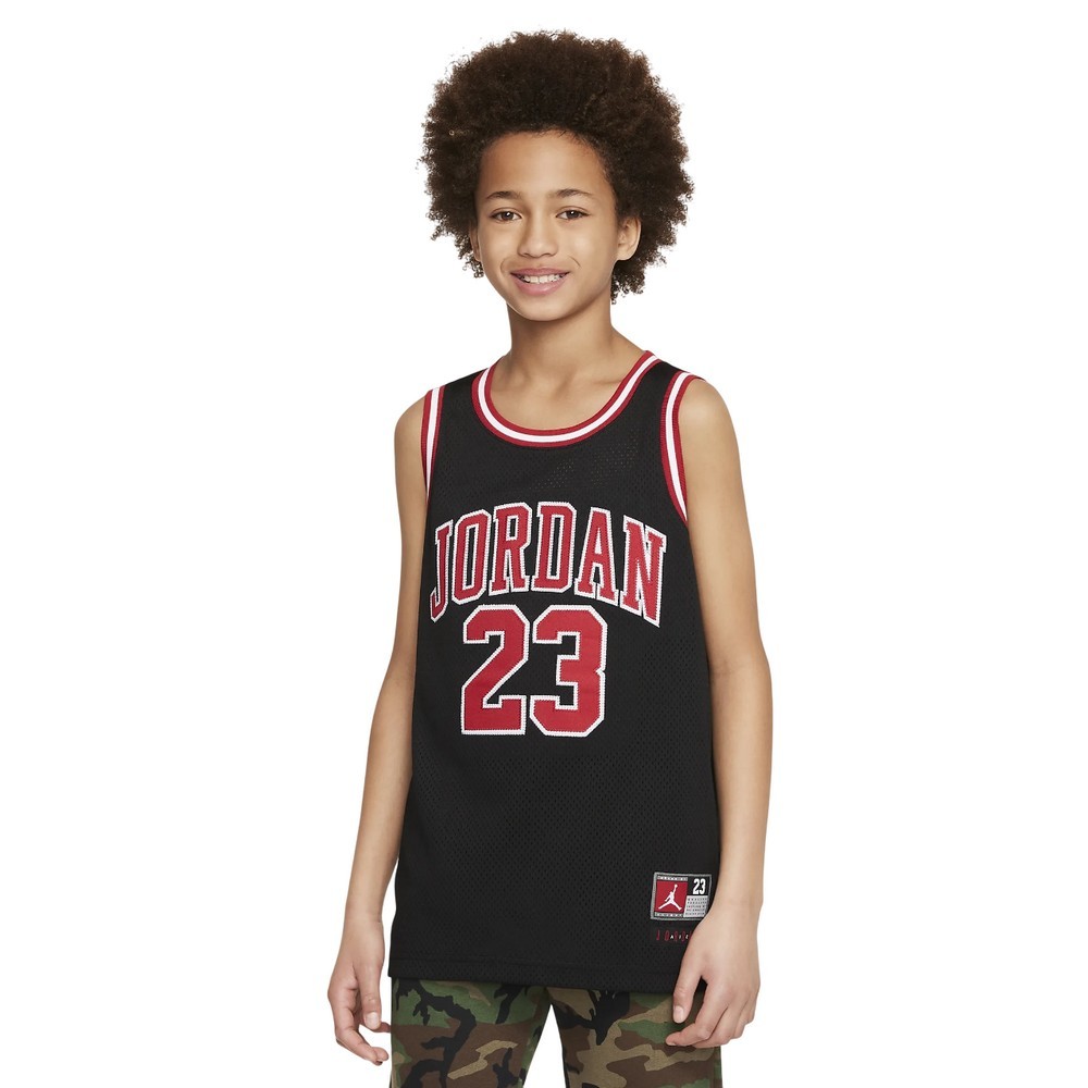 REGATA NIKE JORDAN JORDAN 23 JERSEY BOYS PRETA COM VERMELHO JUVENIL