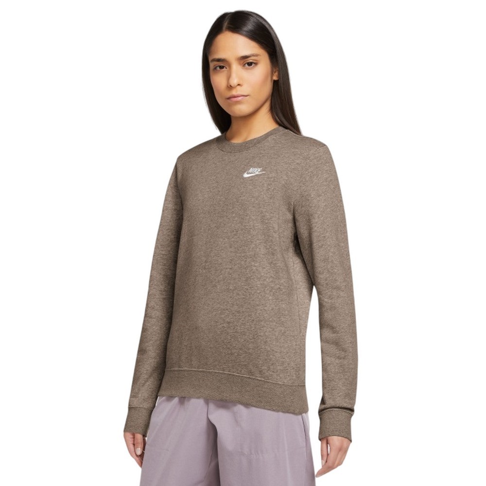 CASACO DE MOLETOM NIKE NSW CLUB FLC CREW STD MARROM FEMININO