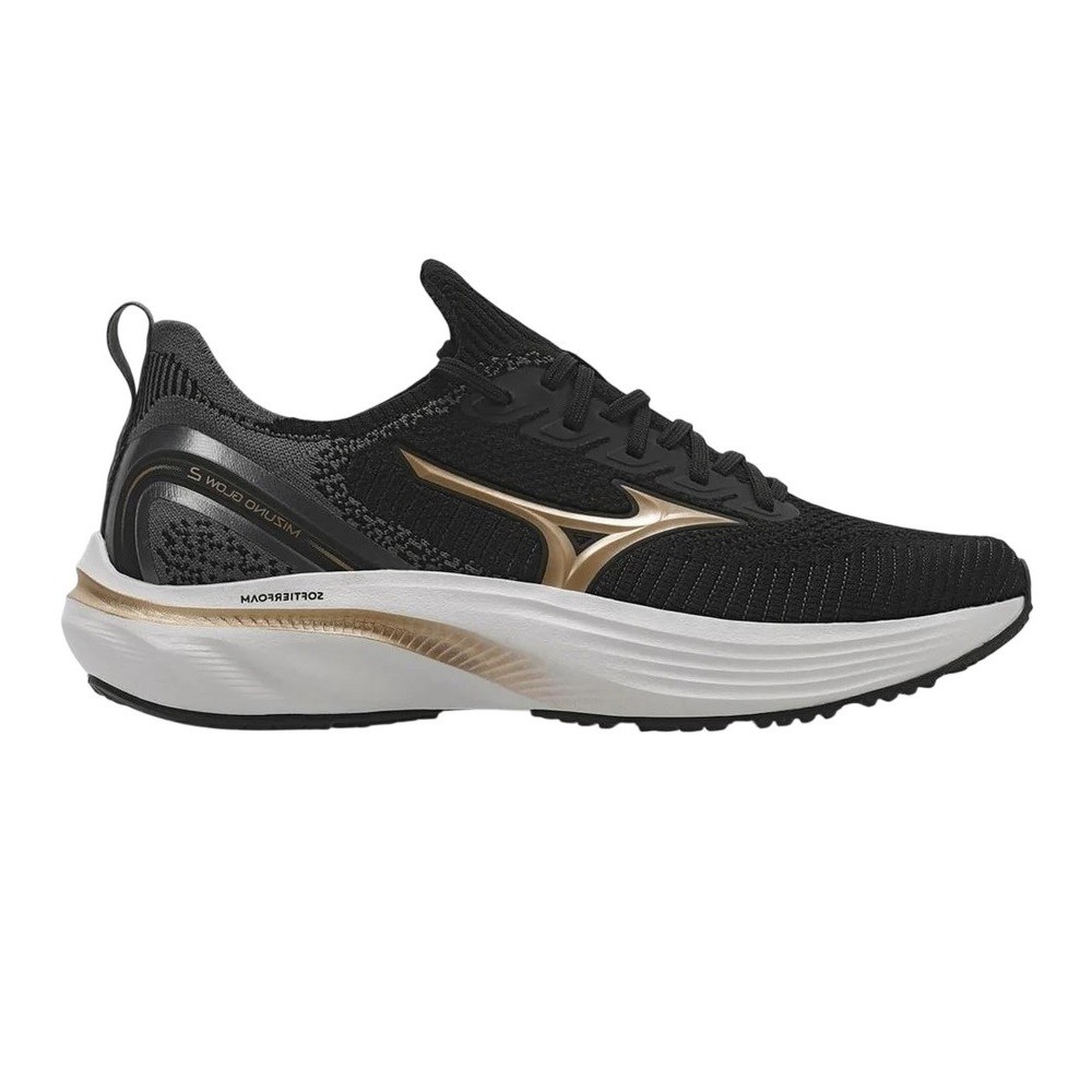 Tênis mizuno glow 2 preto com dourado feminino :: Amil Esportes