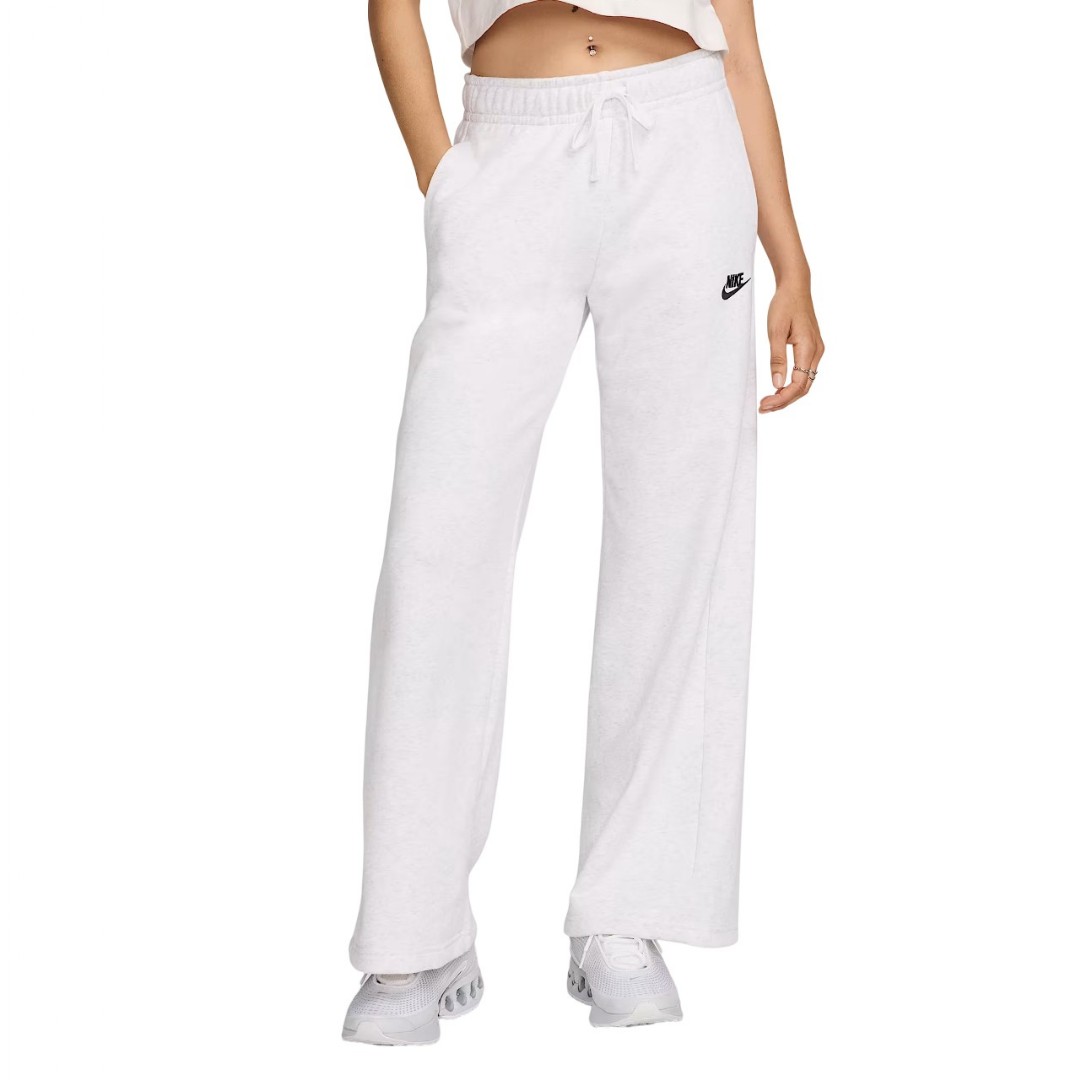 Calça de moletom nike nsw club flc mr pant wide cinza feminina