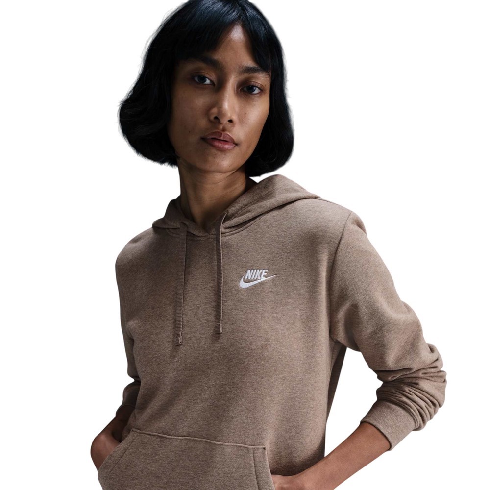 Casaco de moletom nike nsw club flc std po hdy marrom feminino