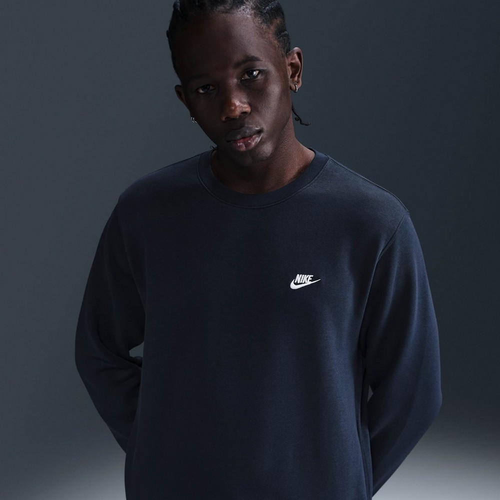 CASACO DE MOLETOM NIKE CLUB BB CREW AZUL MARINHO MASCULINO