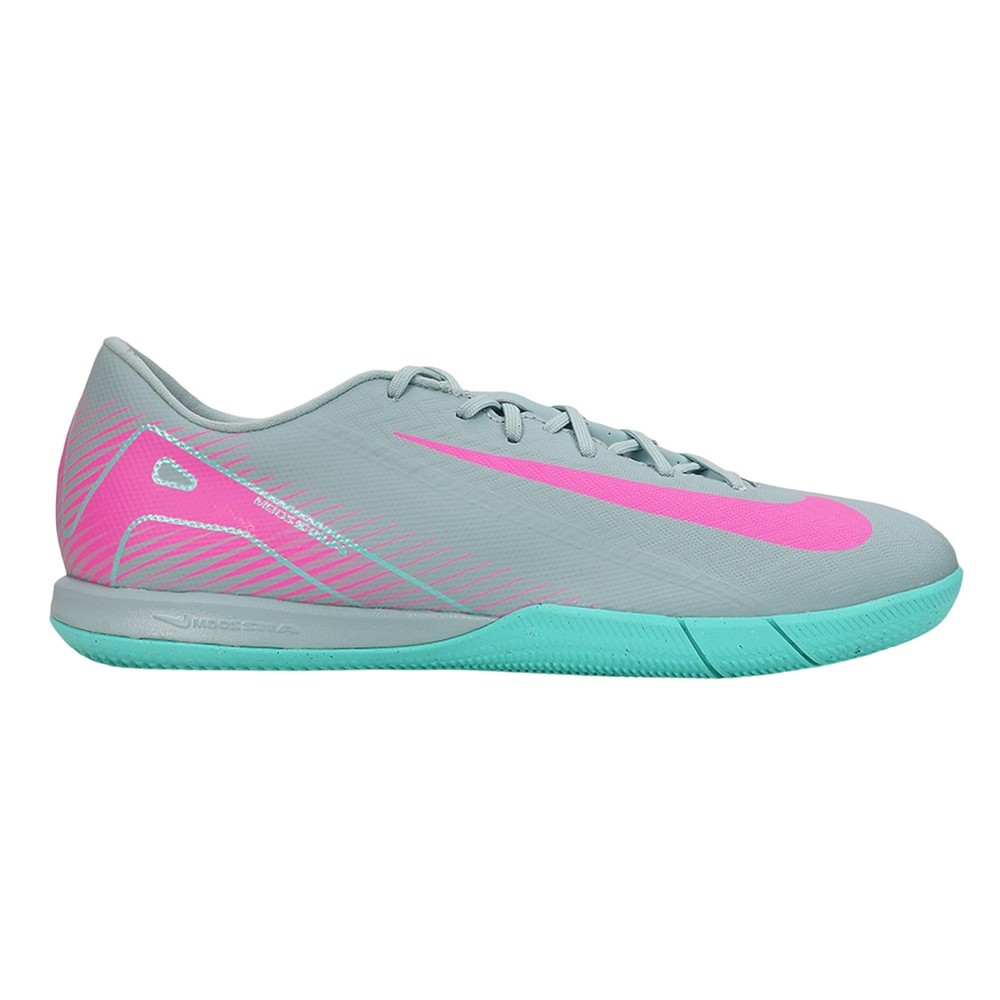 Chuteira futsal nike jr zoom vapor 16 academy ic cinza com rosa