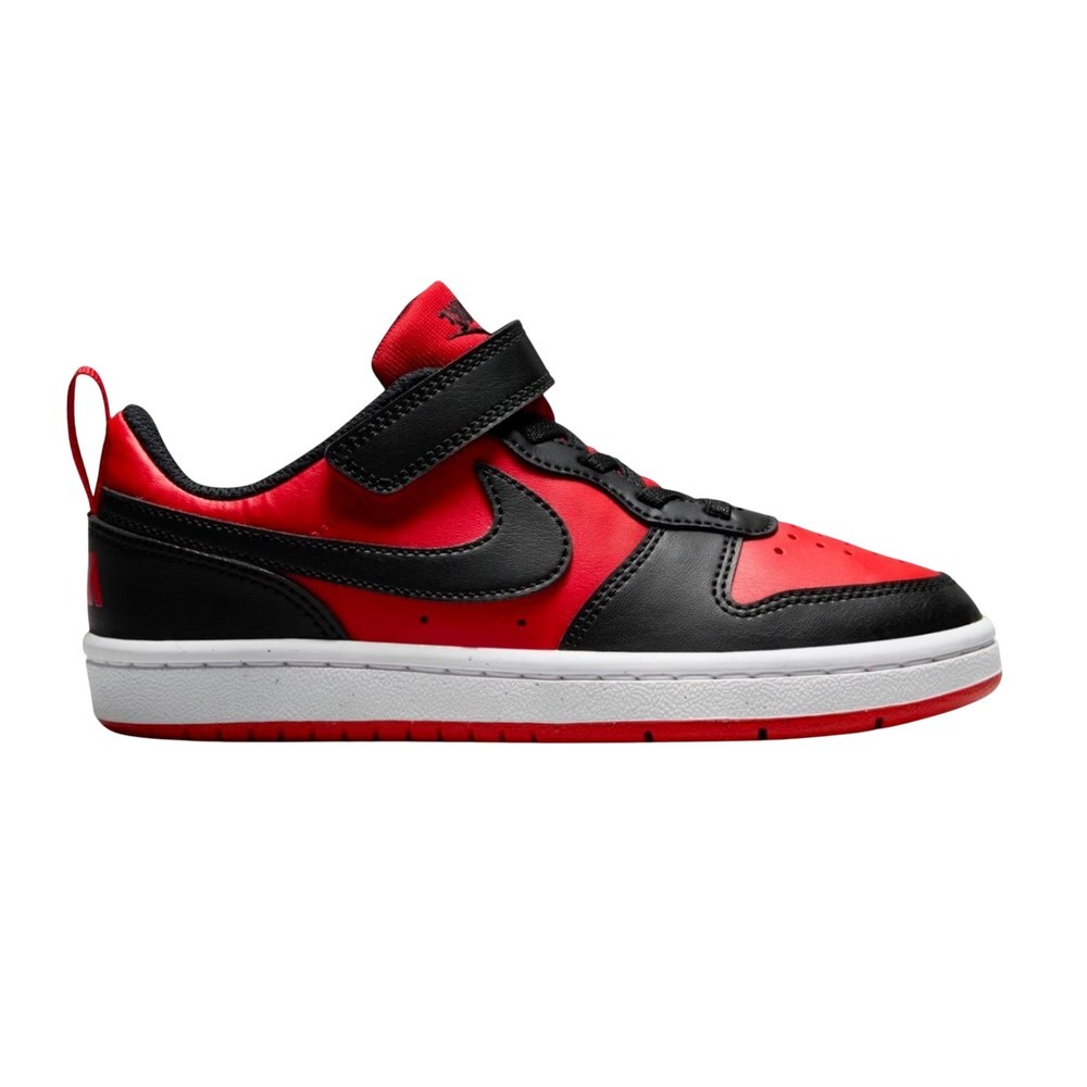TÊNIS NIKE COURT BOROUGH LOW RECRAFT (PS) PRETO COM VERMELHO JUVENIL