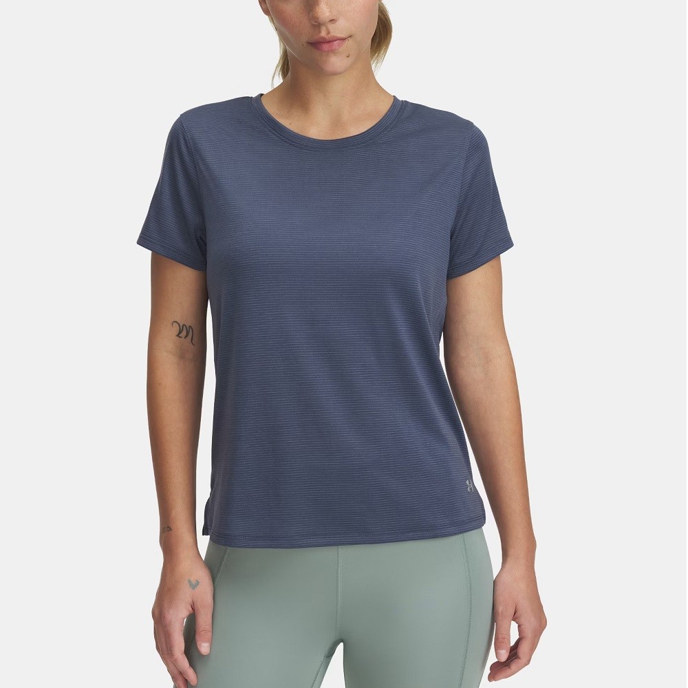 CAMISETA UNDER ARMOUR LAUNCH SHORT SLEEVE AZUL MARINHO FEMININA
