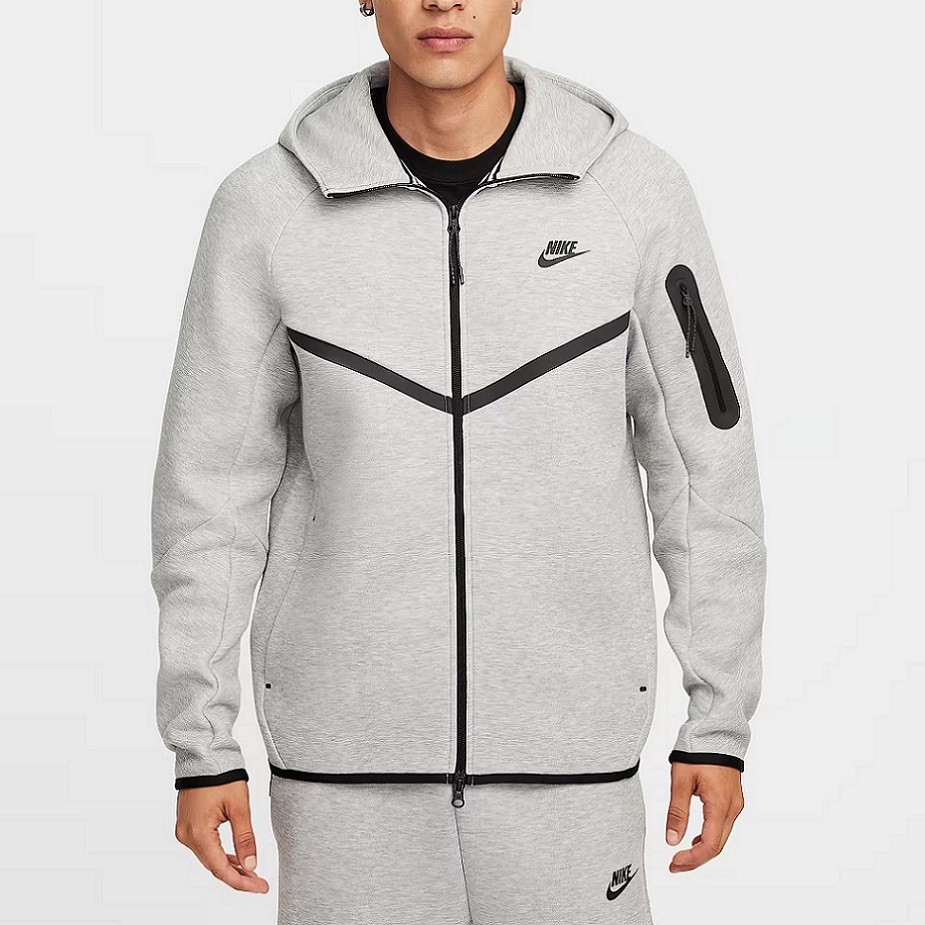 Cinza Jaqueta Moletom Masculina Nike Casaco Nike Tch Flc Fz Wr