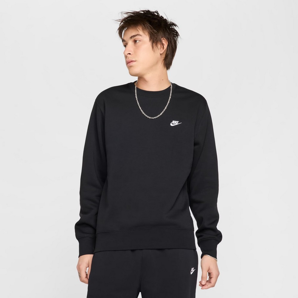 CASACO DE MOLETOM NIKE CLUB BB CREW PRETO MASCULINO