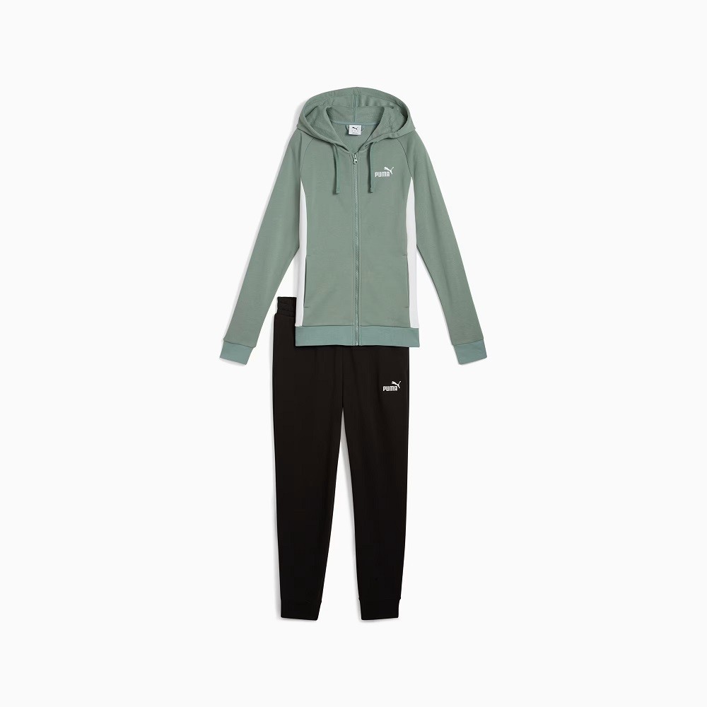 CONJUNTO PUMA HOODED SWEAT PRETO COM VERDE