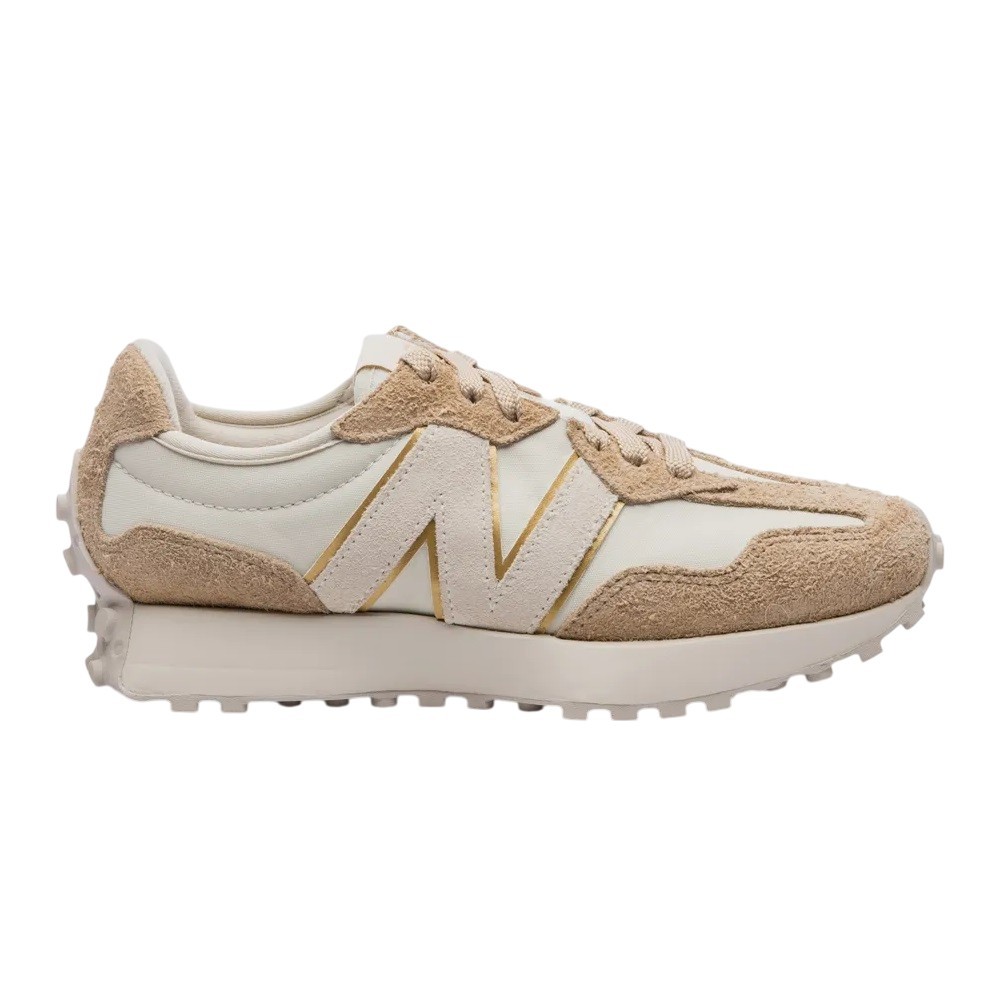 TÊNIS NEW BALANCE 327V1 BEGE COM OURO FEMININO