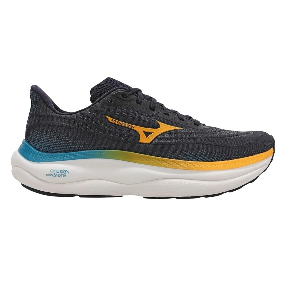 Tênis mizuno wave sky 9 azul com amarelo masculino :: Amil Esportes