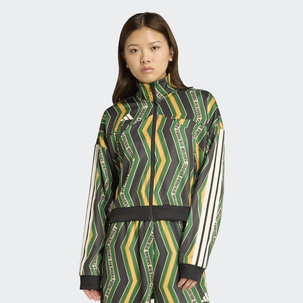 JAQUETA ADIDAS FARM TIRO TT PRETA COM VERDE FEMININA