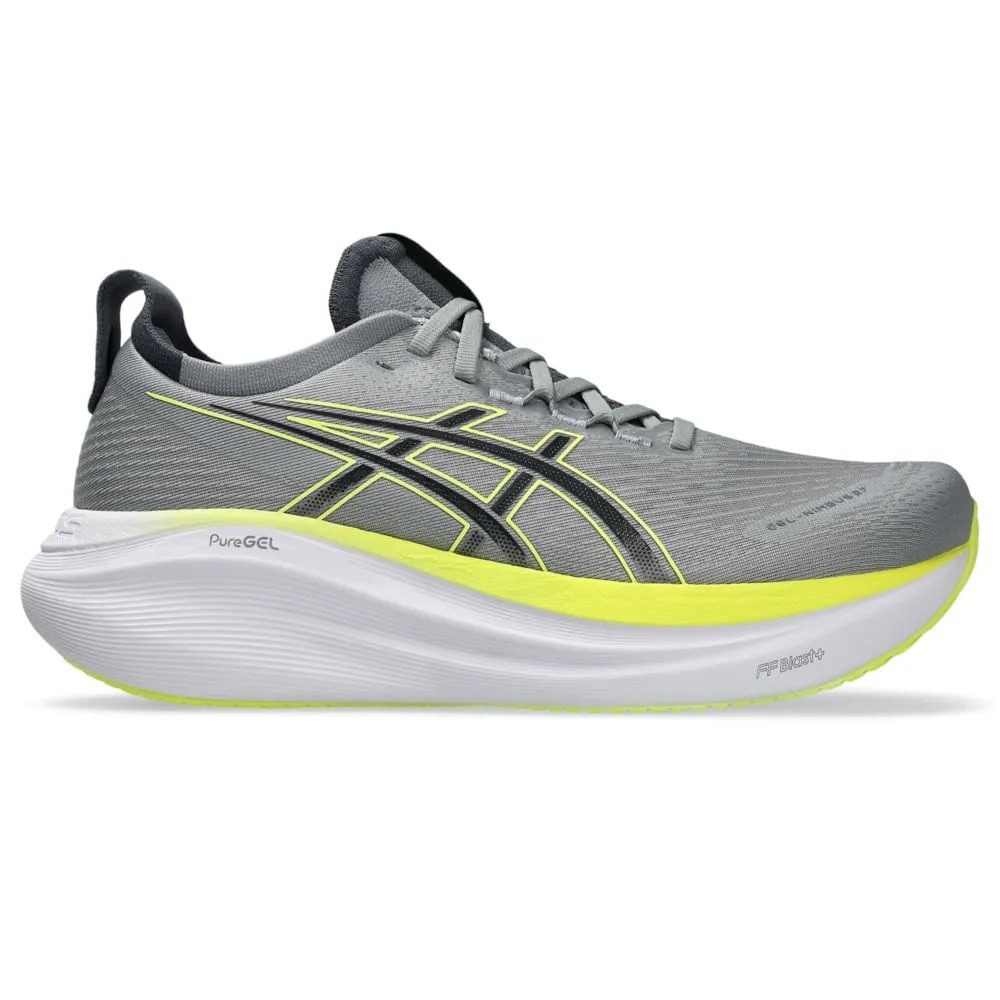Tênis asics gel-nimbus 27 cinza com verde masculino :: Amil Esportes