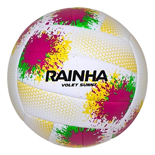 BOLA TOPPER RAINHA VOLEI SUNNY BRANCA COM AMARELO E ROSA