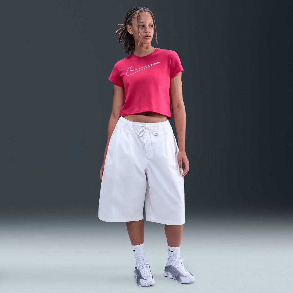 CROPPED NIKE CLUB SS TEE HBR MD ROSA FEMININO