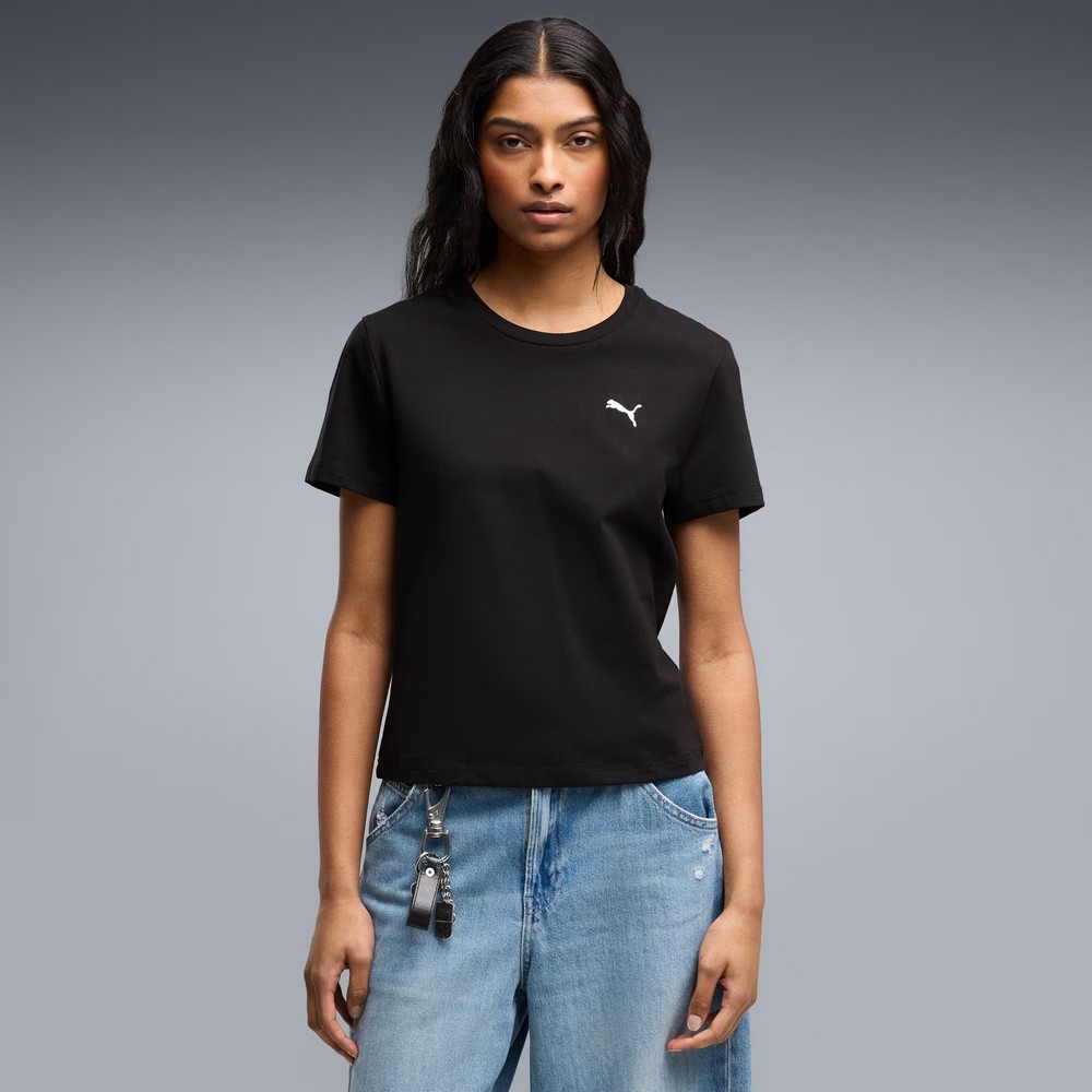 CAMISETA PUMA WARDROBE ESS SLIM TEE PRETA FEMININA