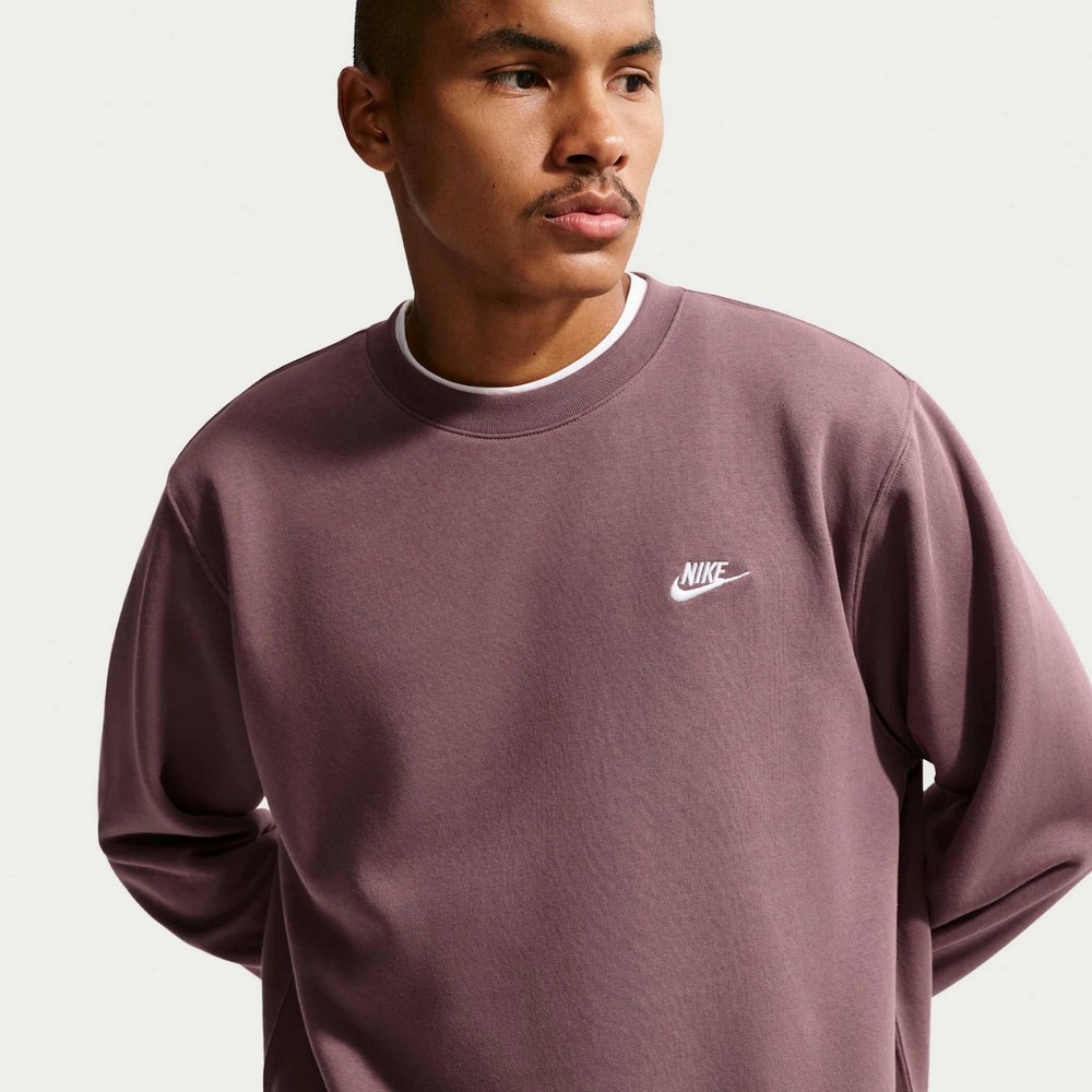 CASACO DE MOLETOM NIKE CLUB BB CREW VINHO MASCULINO