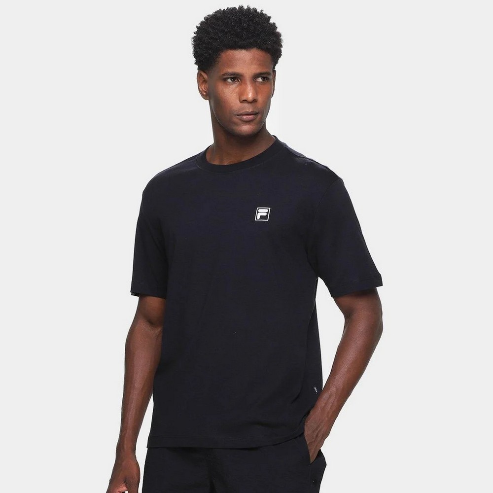 CAMISETA FILA COMFORT CLASSIC PRETO COM BRANCO MASCULINO