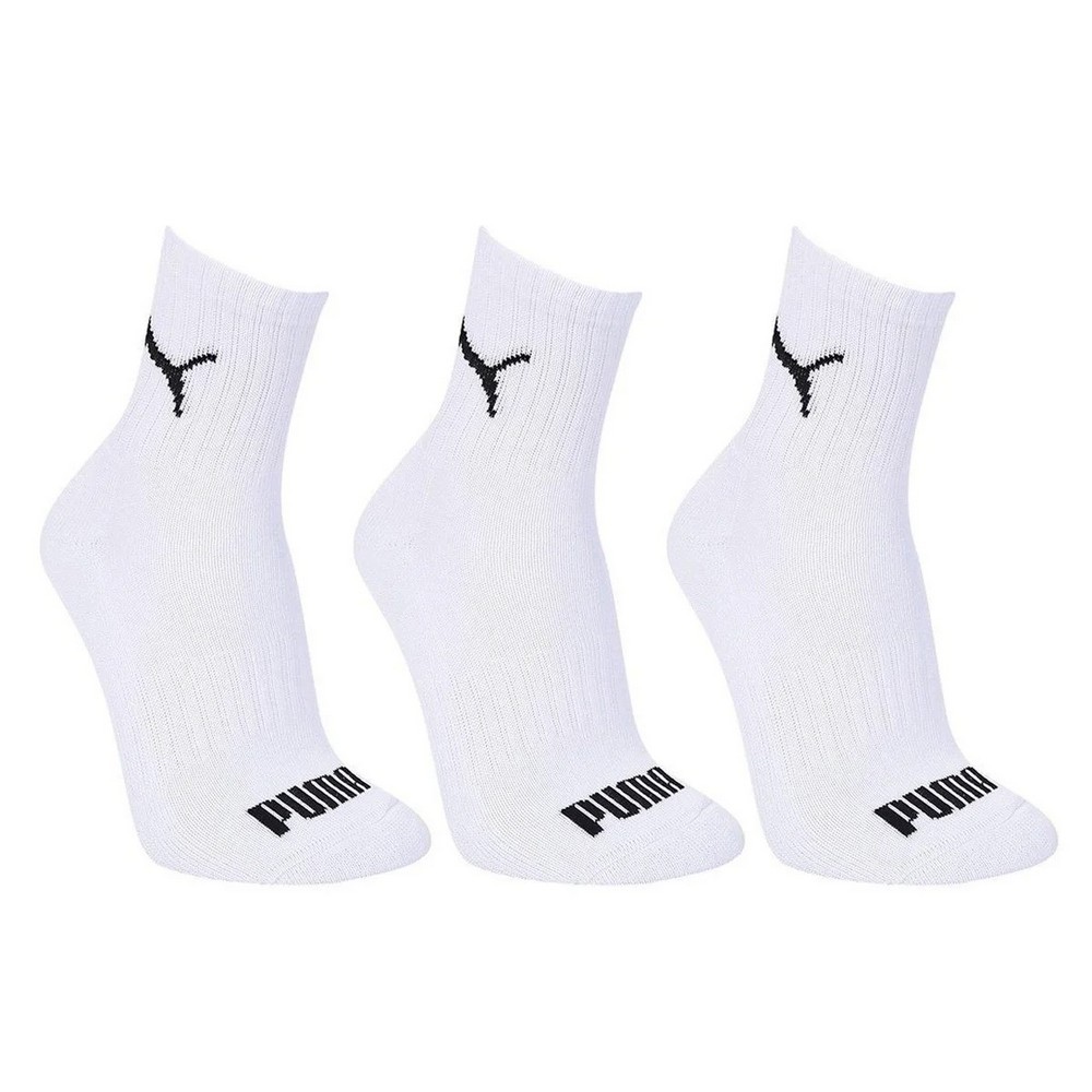 MEIA PUMA ESPORTIVA CANO MÉDIO 3 PARES BRANCA